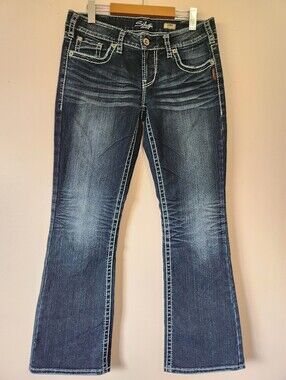 Silver Jeans Aiko Bootcut W30 Y2K Studded Contrast Stitch McBling Denim